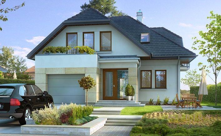 3. Проект одноэтажного дома в европейском стиле с плоской кровлей , BY-18, площадью - 185 кв c мансардой, терассой, балконом, гаражом